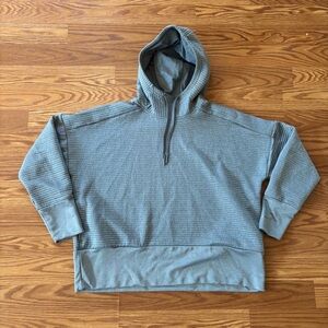 Nike Women's Gray Ribbed Pullover Hoodie w/ Pockets Workout Athleisure Sz Large